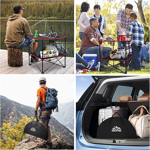 Miniatura 6 de Mesa de camping portátil, mesas de playa al aire libre para arena, mesa de picnic plegable con 4 portavasos y bolsa de transporte, mesas de lona