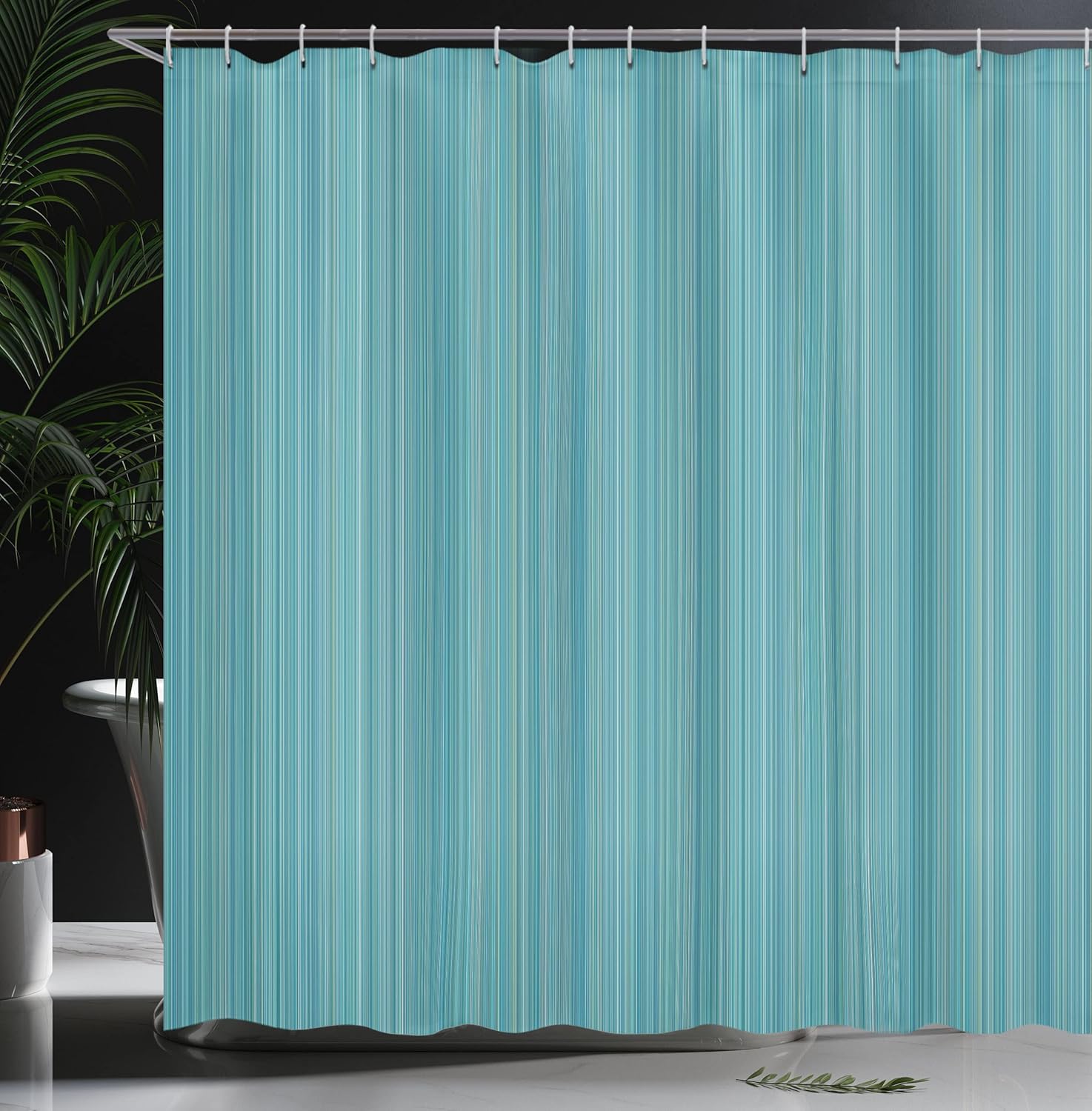 Ambesonne Teal Shower Curtain, Vertical Stripes Lines Dress Patterns Contemporary Design Illustration, Cloth Fabric Bathroom Decor Set with Hooks, 69" W x 70" L, Green Blue