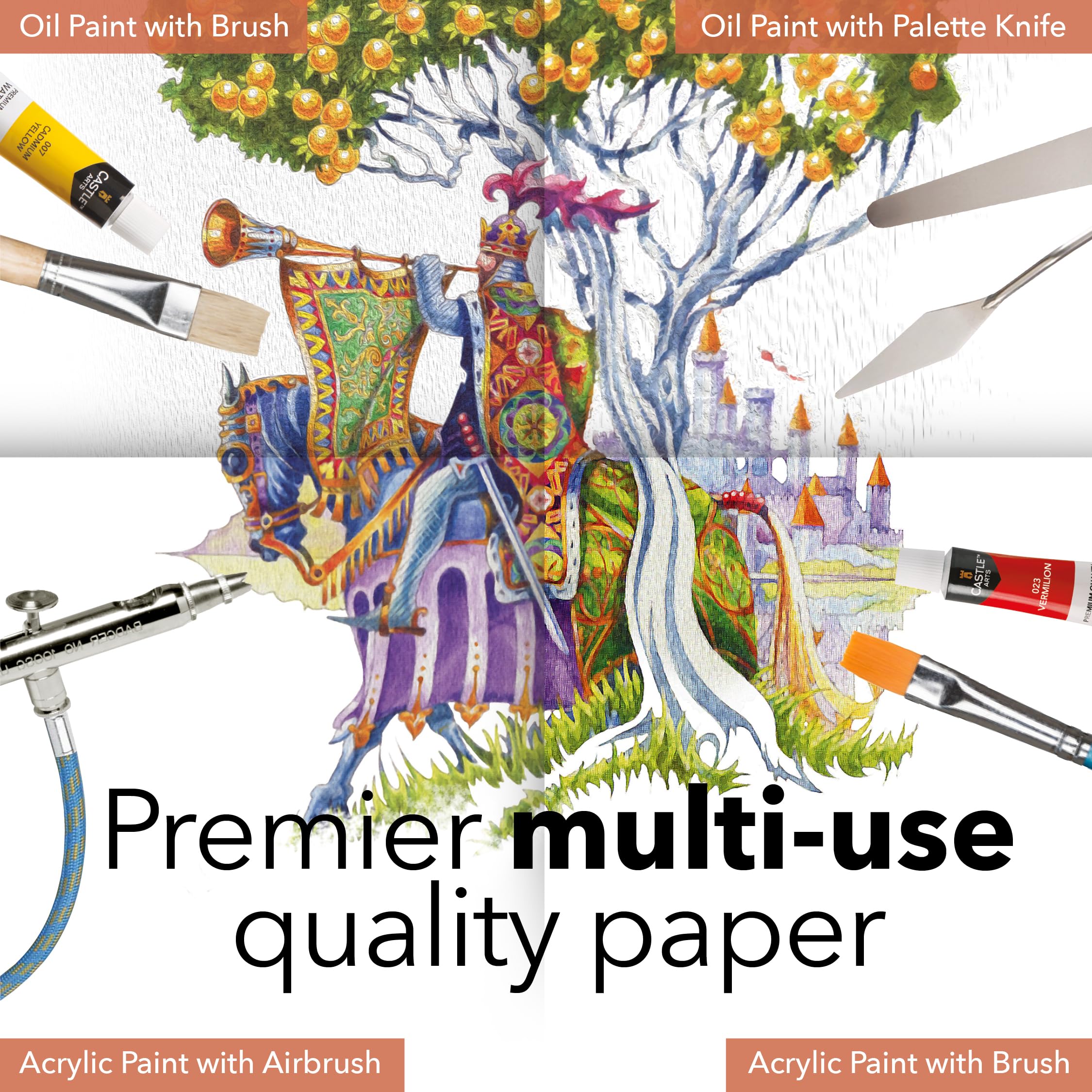 Castle Art Supplies Podkładka z papieru olejnego i akrylowego, 28 x 35,5 cm, 2 szt., 20 arkuszy każda, optymalna grubość (350 g/m²) drobnoziarnista, tekstura lnu, jakość artystyczna (11 x 14, 2-pak)