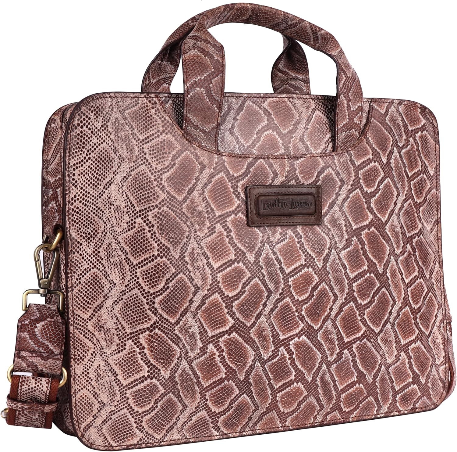 B4ROUGE Python Embossed | 16 Inch Classic Leather Slim briefcases | Laptop Messenger Bags | for Men and Women | Best Office Satchel Bag