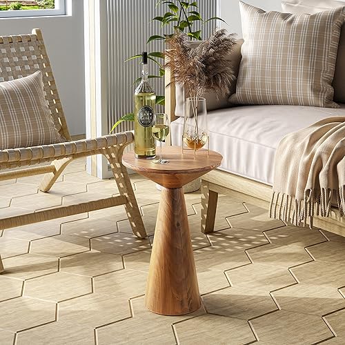 Miniatura 6 de COZAYH Small Pedestal End Table Round Farmhouse Martini Table Wood Plant Stand Rustic Drink Table for Small Space Living Room, Walnut Nuez,Madera