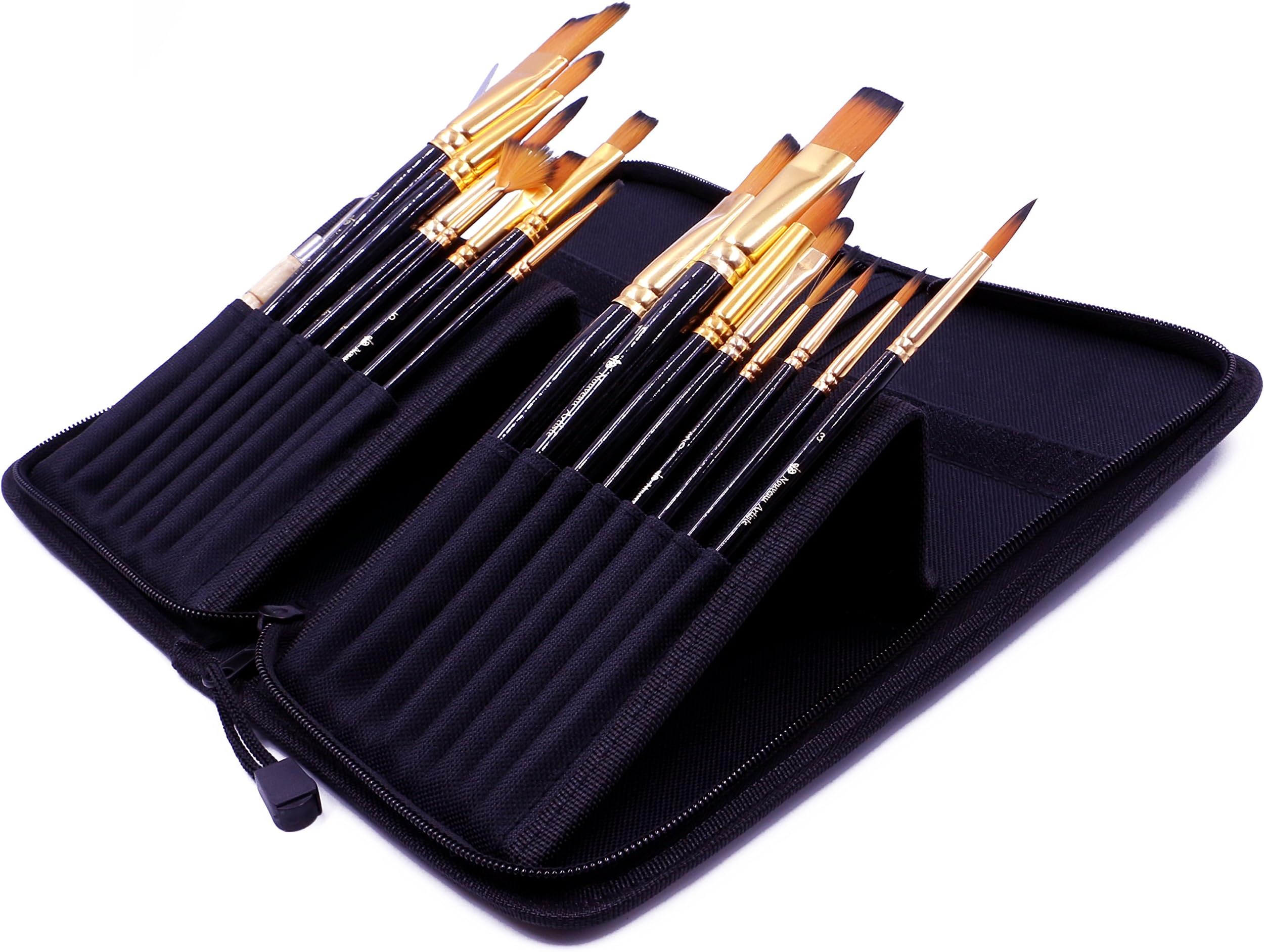 Premium Artist Paint Brush Set, Watercolor, Acrylic, Oil, Great for Artists and Kids, Professional Brushes in Zippered Travel Case