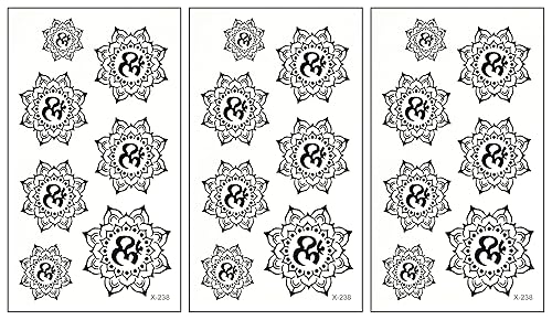 ONCEX Mini 3 hojas estilo nuevo para hombres y mujeres, Aum Om Sun Flower Hinduismo Hinduismo Hinduismo Yoga tatuaje indio Sexy Cover Up Maquillaje