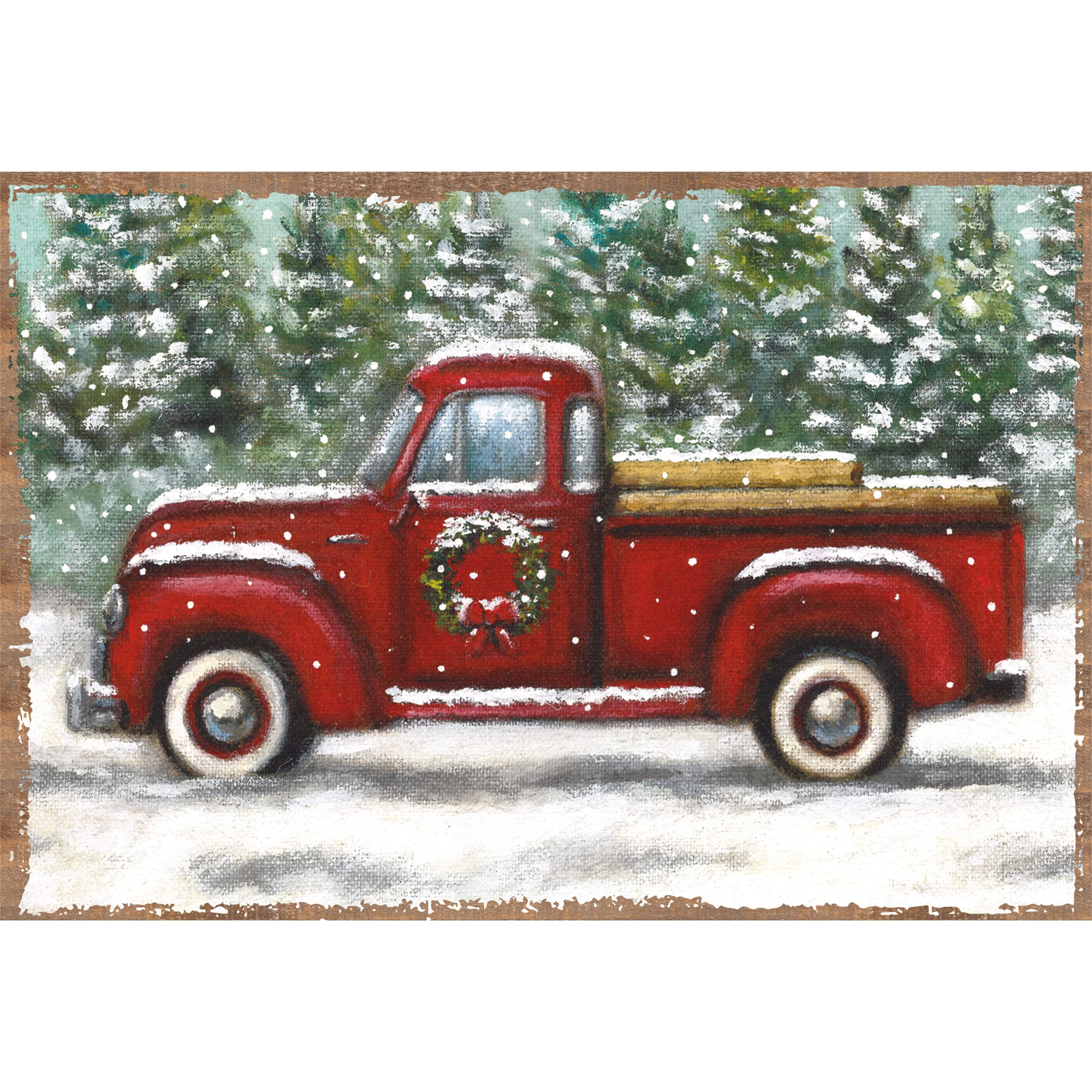 Set de table en papier camion rouge rectangulaire pour décoration de fête