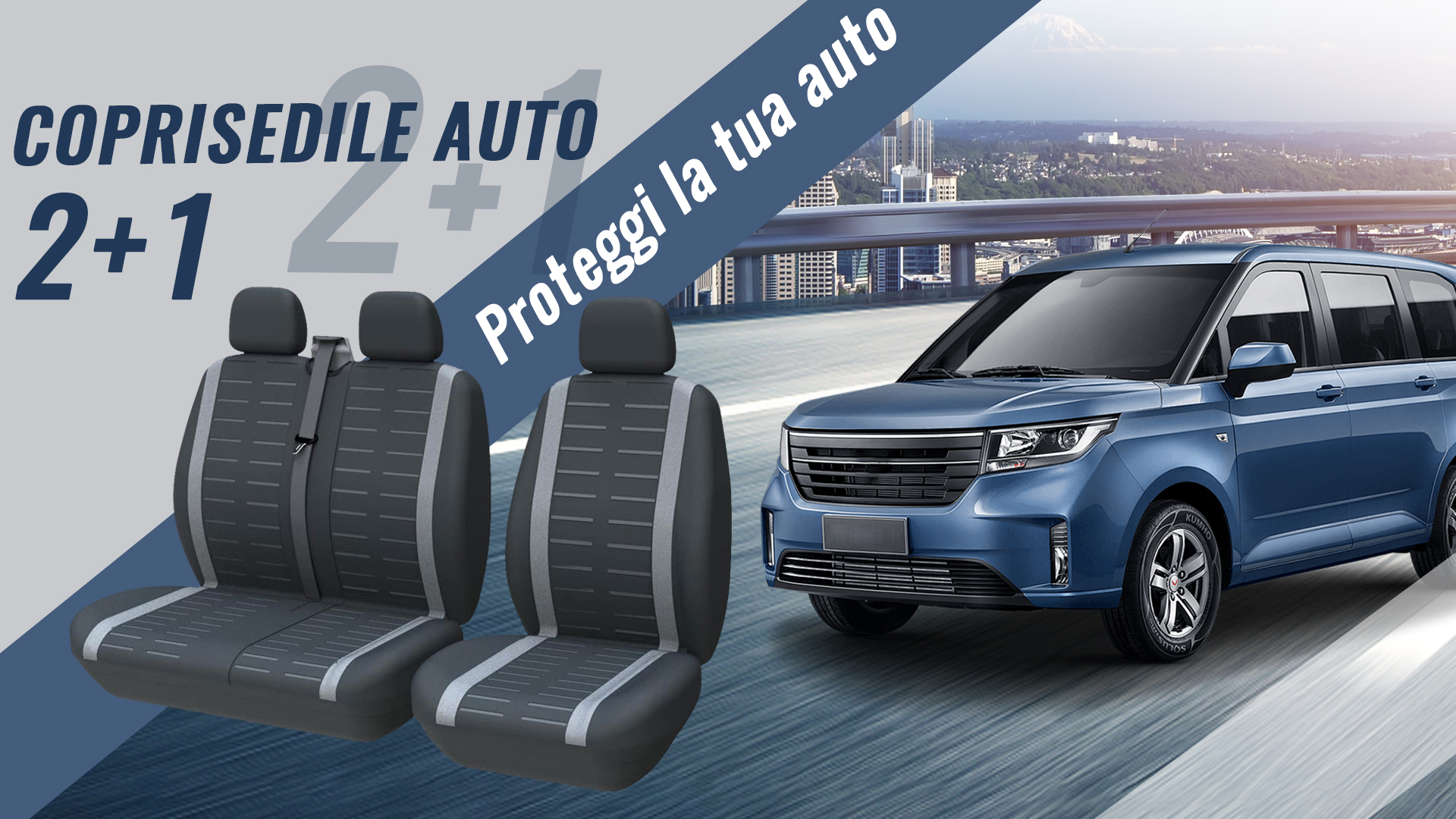 Coprisedili Universali Per Furgone 3 Posti - Grigio, Poliestere, Per Guidatore E Passeggero - Foto 12