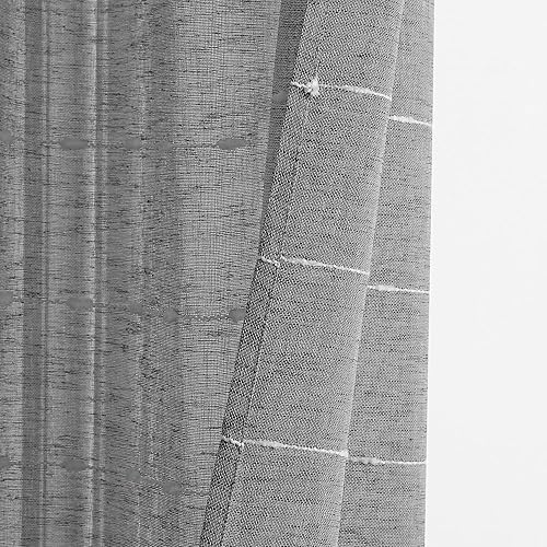 Miniatura 5 de Lush Decor Farmhouse - Par de paneles de cortinas traslúcidas con textura y ojales, 38 pulgadas de ancho x 84 pulgadas de largo, gris oscuro