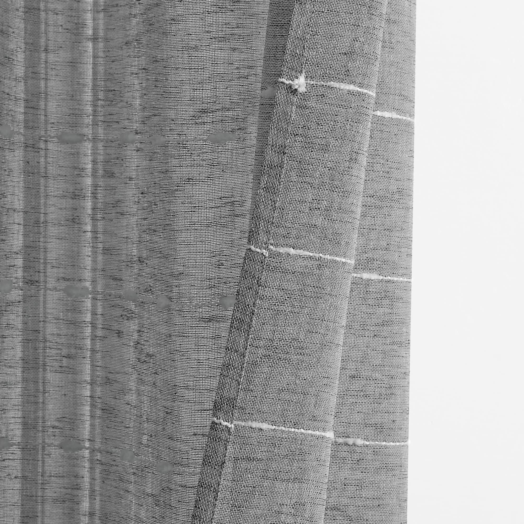 Lush Decor Paire de Rideaux de fenêtre Transparents texturés à œillets de Style Ferme, 213,4 x 96,5 cm (L x l), Gris foncé