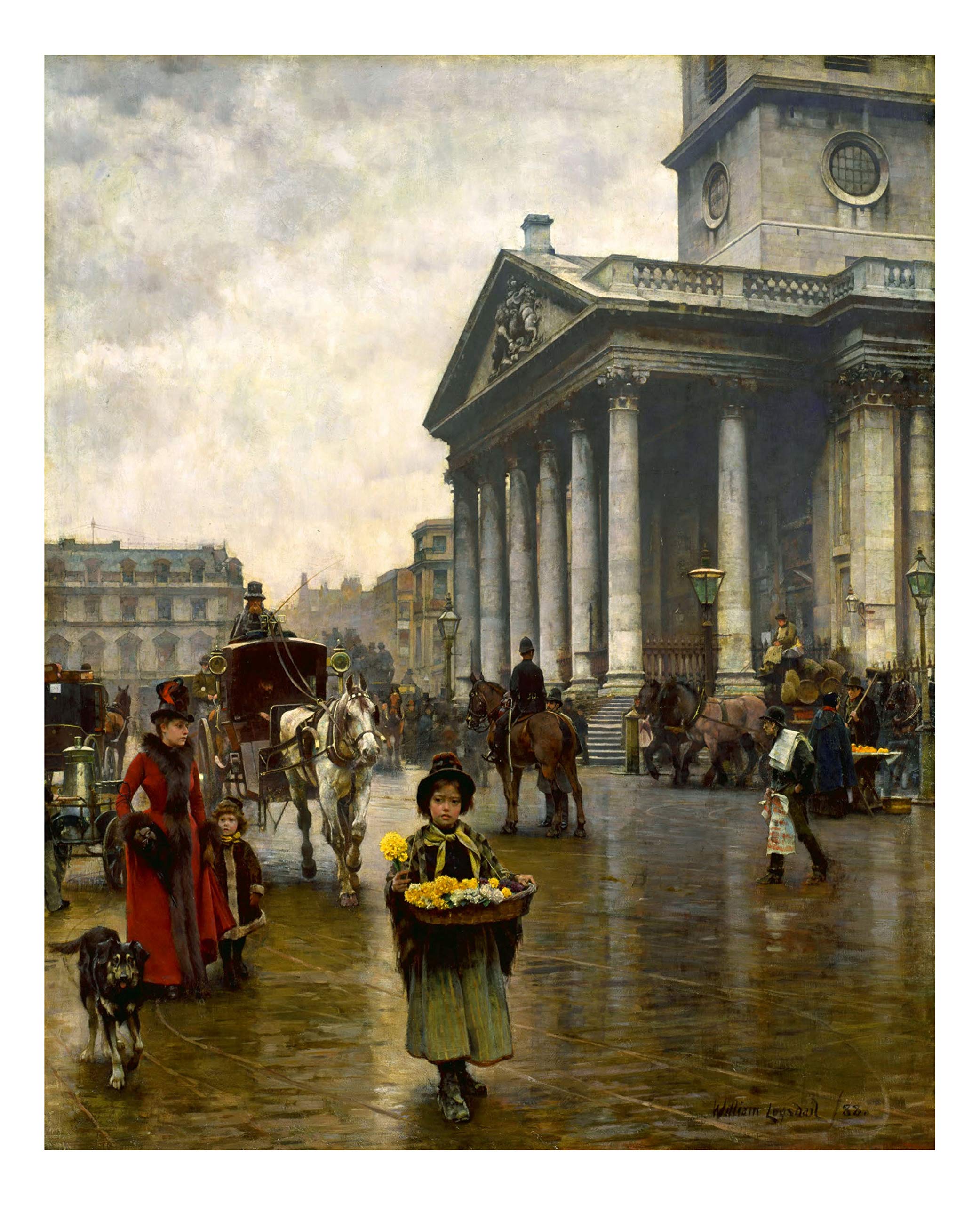 William Logsdail - St Martin-in-the-Fields, vintage art, 23X16" (A2) Reproduction Poster Print
