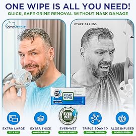 CPAP Mask Wipes - 300 Count Jumbo Pack + 12 Travel Sheets - Dura Cleanse Extra Large, Extra Moist Cleaning Wipes for Full Face, Nasal Masks Unscented Cleaner for CPAP Machine Supplies and Accessories
