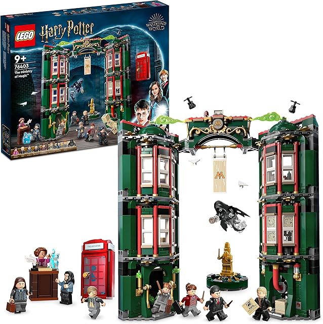 LEGO 76403 Harry Potter The Ministry of Magic Modular Model Building Toy with 12 Minifigures and Transformation Feature, Collectible Wizarding World Xmas Gifts for Girls & boys
