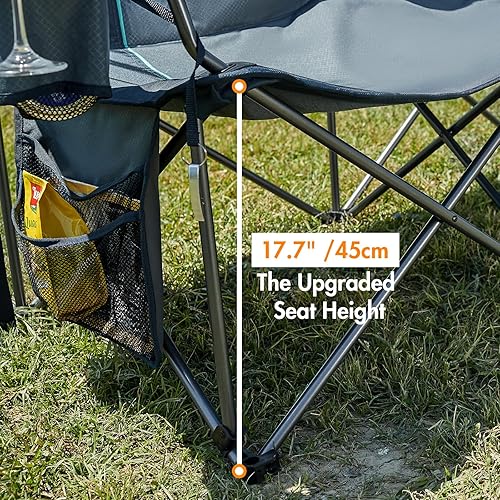 Miniatura 6 de TIMBER RIDGE Sillas de camping dobles de gran tamaño, sofá de campamento, sofá de dos plazas para 2 personas, silla de campamento plegable doble con