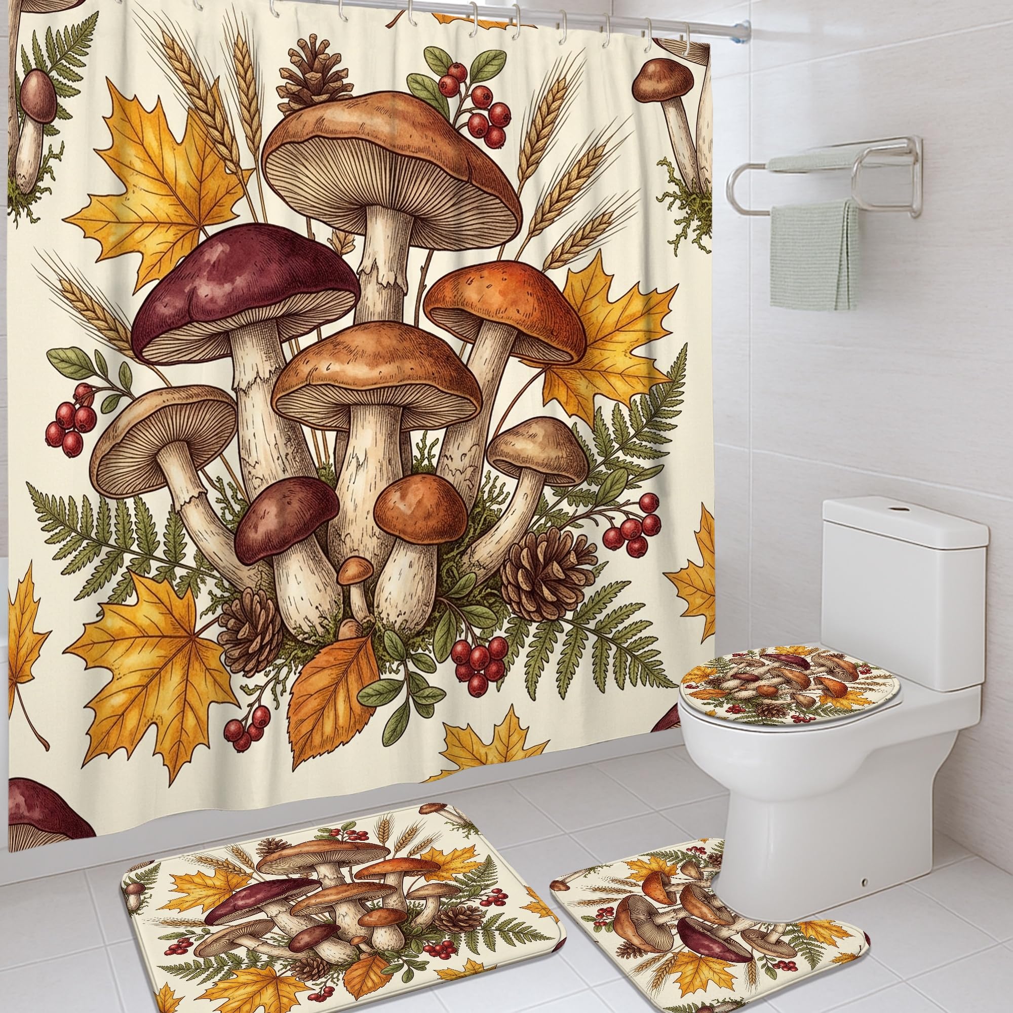 Rideau de douche imperméable en tissu marron anti-éclaboussures 183 cm