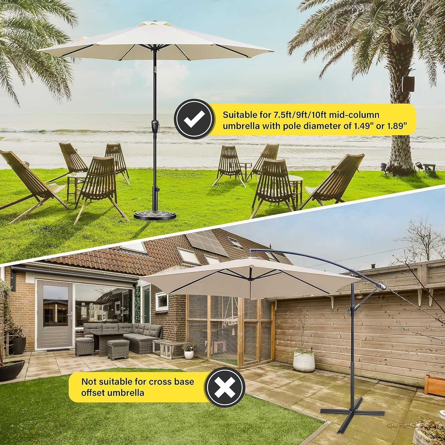 YSSOA 24.2 LBS 17.7" Market Umbrella Base Heavy Duty Round Patio Umbrellas Stand for Outdoor, Lawn and Garden, Deck, Bronze