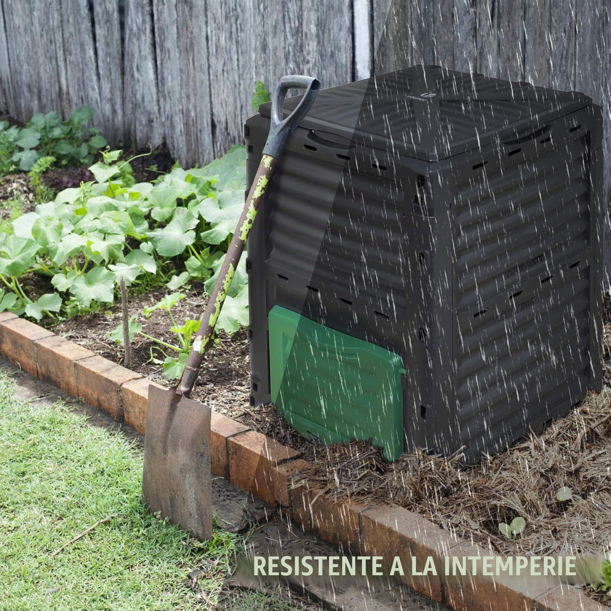 VOUNOT® Compostador Jardin 300L, Compostera Organica, Negro y Verde