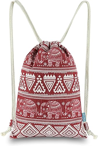Miomao Mochila con cordón de elefante, bolsa de gimnasio, mochila deportiva de lona