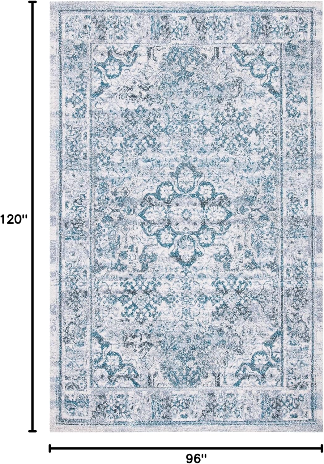 SAFAVIEH Area Rug 8x10 - Classic Vintage Collection - Large - Aqua & Blue, Handmade, Oriental Medallion Distressed, Ideal for Living Room, Bedroom, Office, Dining Space (CLV201J)