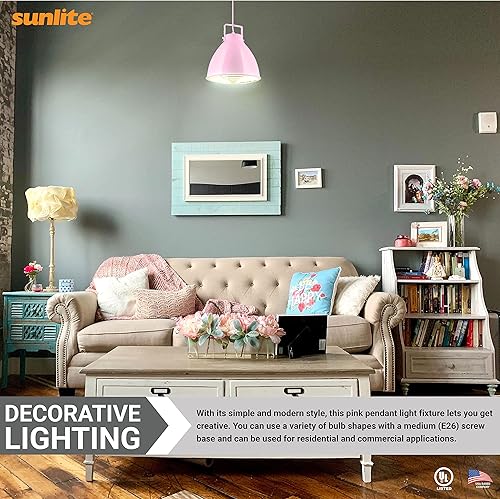 Miniatura 6 de Sunlite 88753 Zed - Lámpara colgante decorativa de 10 pulgadas, base media (E26), bombilla máxima de 60 W (no incluida), cable de longitud ajustable