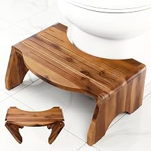 Tidita Foldable Wooden Toilet Stool Squat Adult, 7 Height, Sturdy Stool
