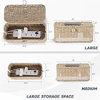 Vista 4 de 2-Pack Large Cable Management Box, Natural Rattan Cable Cord Organizer Boxes for Power Strip – 2 Open Slots Cords Hider Box for TV Wires, Computer