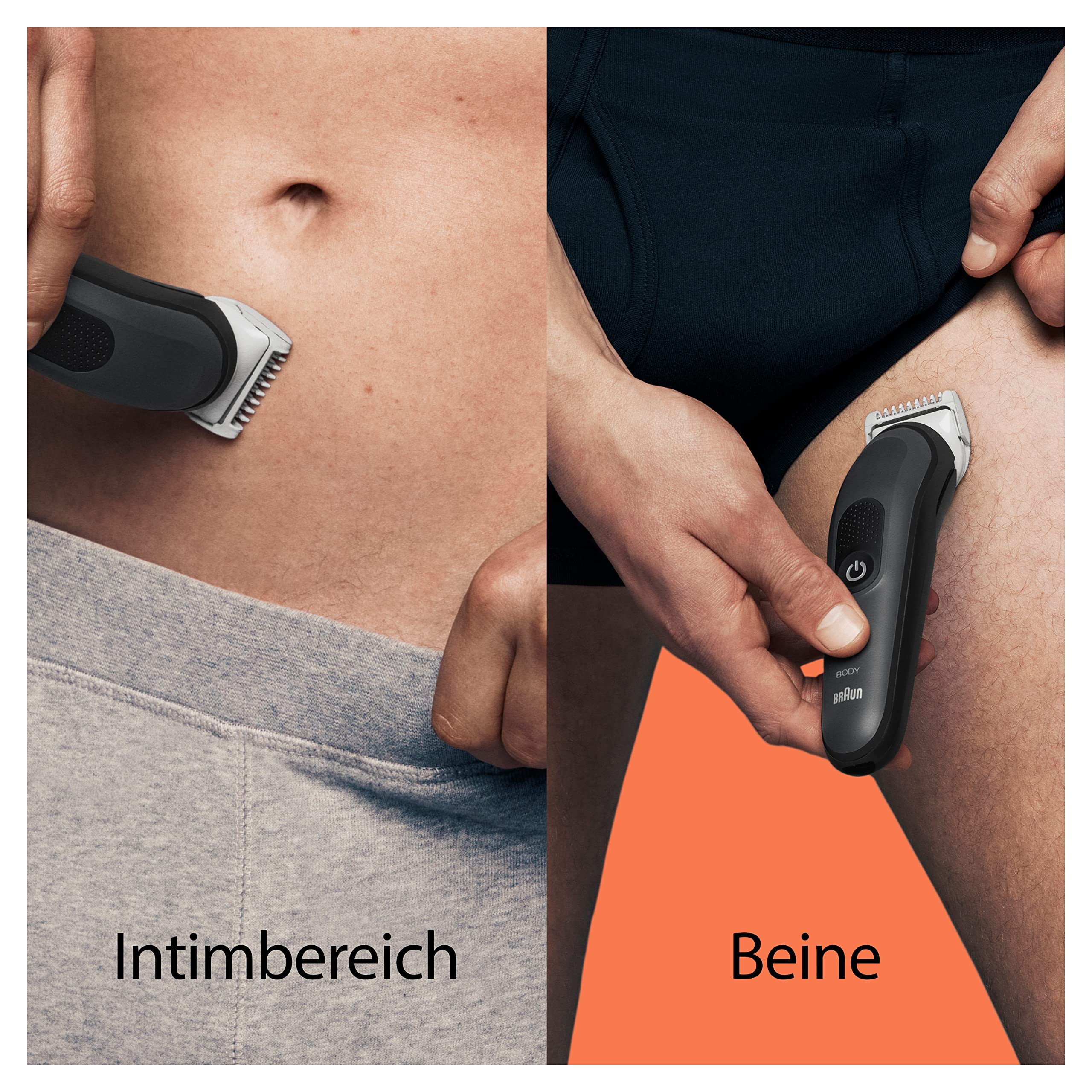 Braun Bodygroomer Series 3 Elektrischer Körperrasierer Herren Kabelloser Trimmer Intimbereich Körper 80 Min Akku Wasserdicht BG3340 Schwarz Grau