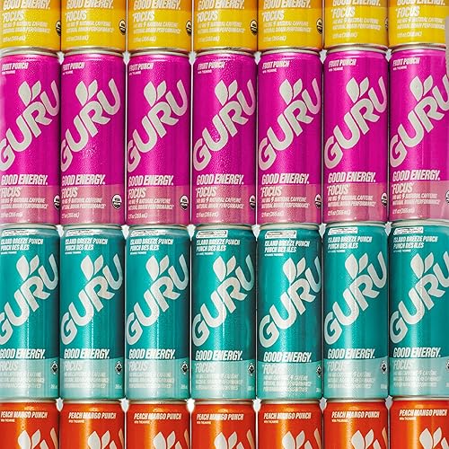 Vista 13 de GURU - Bebida Energética de Lite a base de plantas Solo 20 calorías Recarga con buena energía refrescante Bajo en calorías Ingredientes