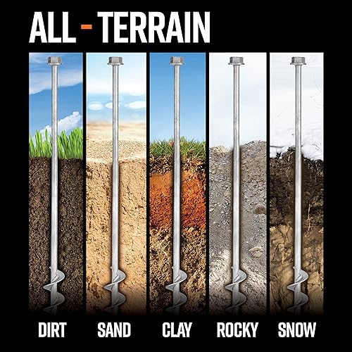 Miniatura 5 de GROUNDGRABBA Estaca atornillada para arena y suelo suelto  Tornillos de tierra de anclaje de tierra accionados por taladro de primera calidad  2