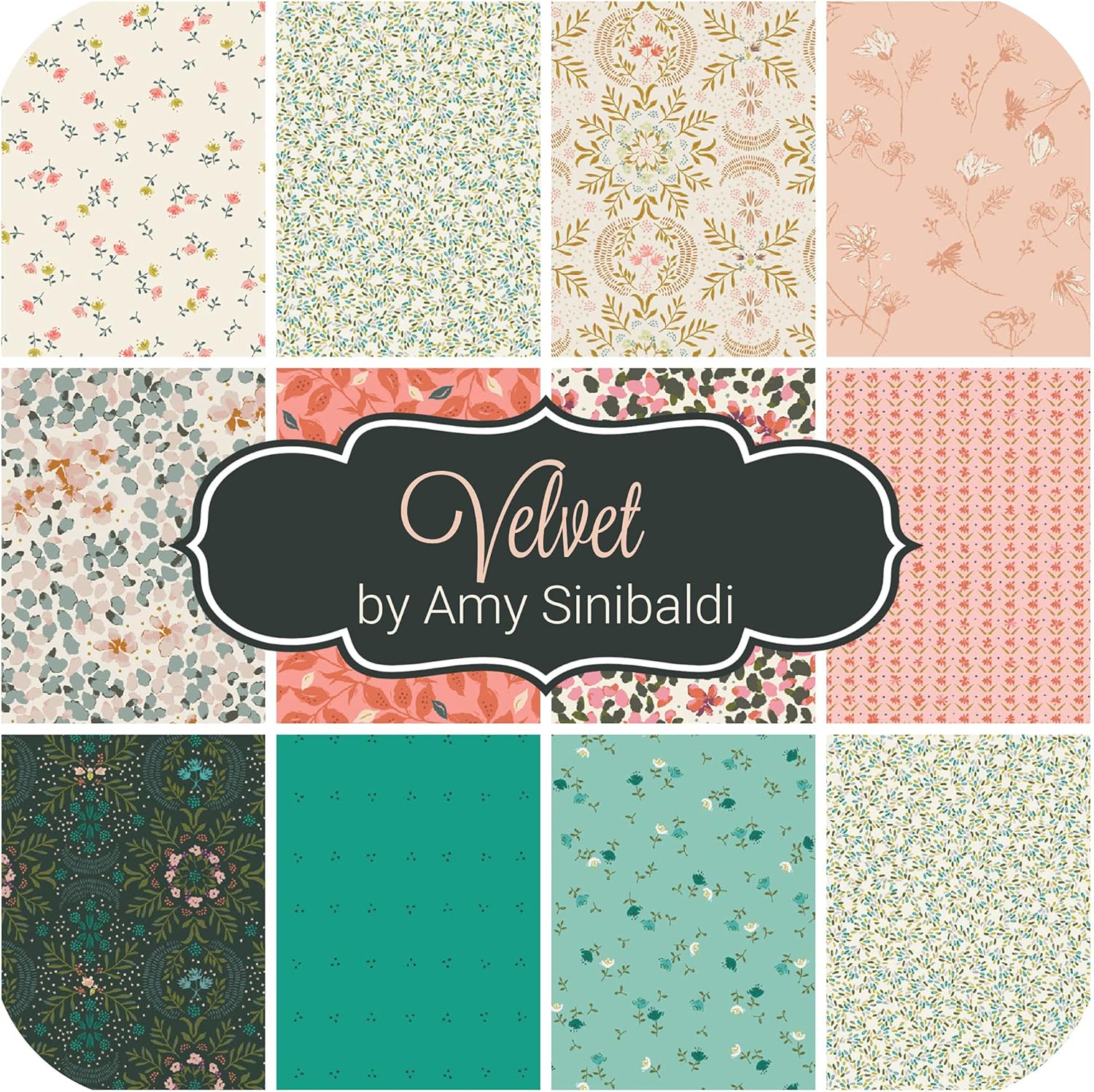 Velvet Layer Cake (42 Pieces) by Amy Sinibaldi for Art Gallery 10 x 10 inches (25.4 cm x 25.4 cm) Fabric Squares DIY Quilt Fabric