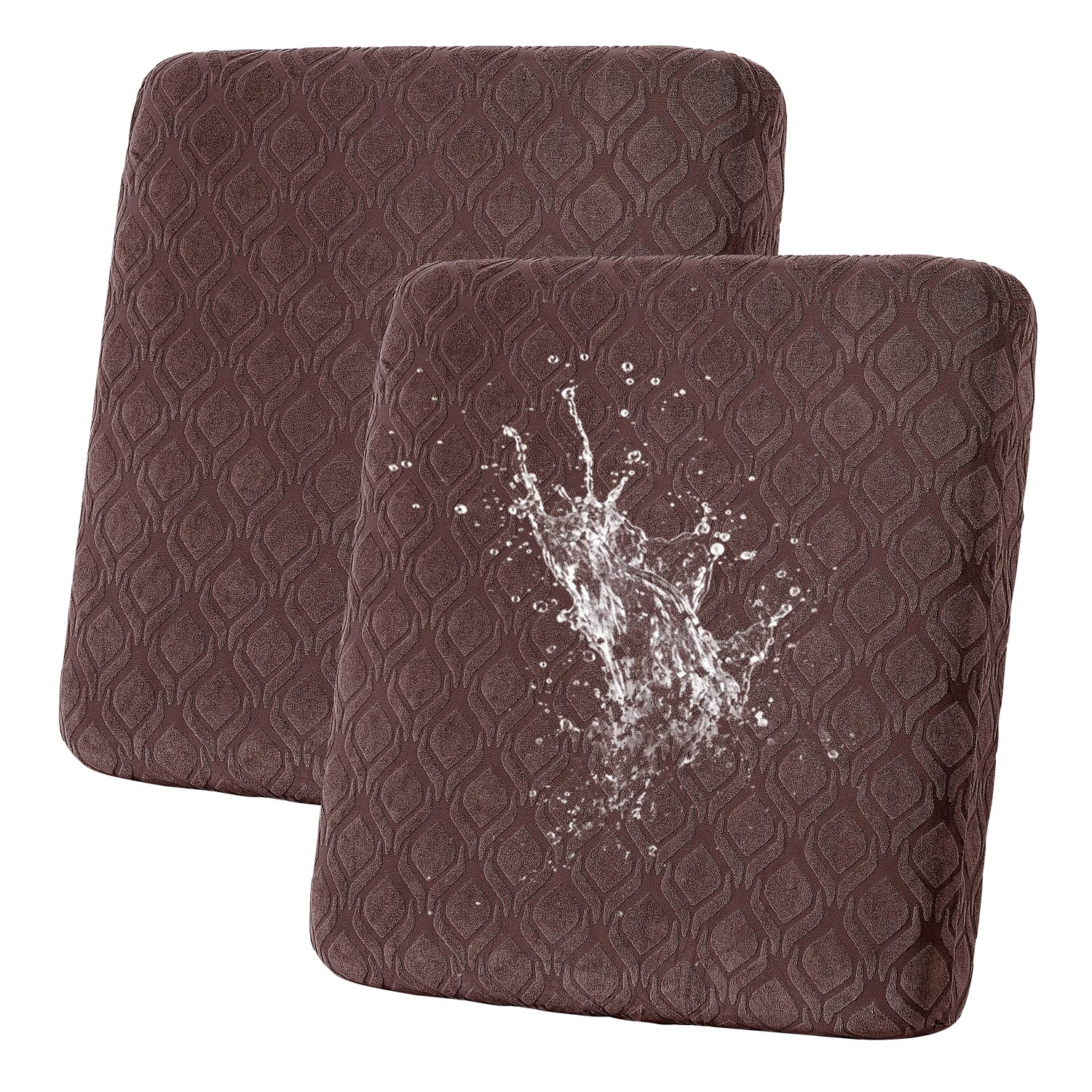 SHANNA Seat Cushion Sofa Cover: 2 Seater Waterproof Jacquard Couch Cushion Slipcovers High Elastic Outdoor Cushion Couch Slipcover Washable Furniture Protector for Pets (Coffee Brown)
