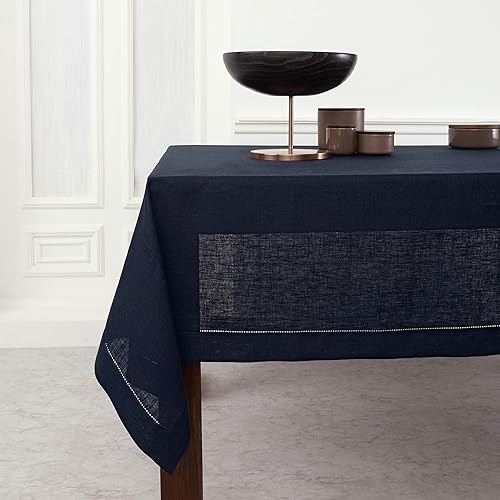 Miniatura 10 de Solino Home Mantel de lino para mesas rectangulares de 60 x 102 pulgadas, mantel clásico de lino 100% puro con vainica, lavable a máquina para el 4
