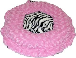 Bessie and Barnie Ultra Plush Cotton Candy/Zebra (Patch) Deluxe Dog/Pet Lily Pod Bed