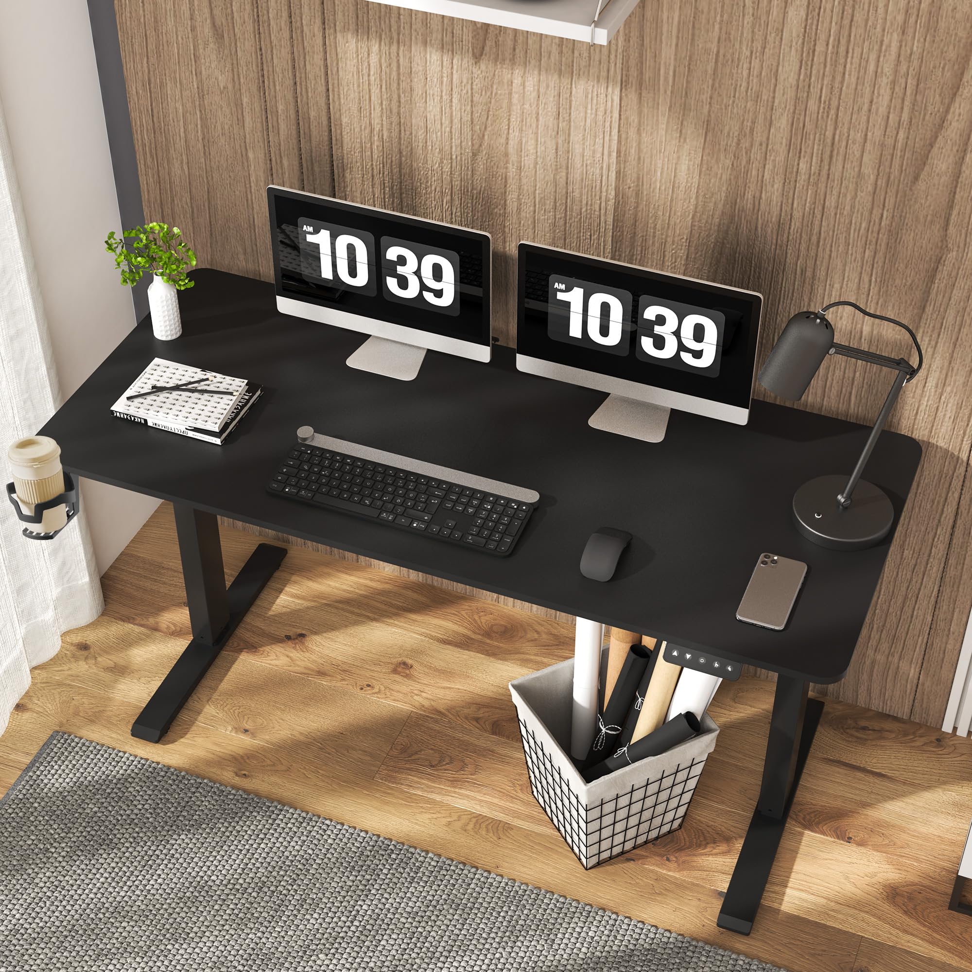 FLEXISPOT 140x60cm Scrivania Regolabile in Altezza, Scrivania Elettrica, Scrivania Regolabile Elettrica, Scrivania da Ufficio e Casa, Standing Desk,Nera