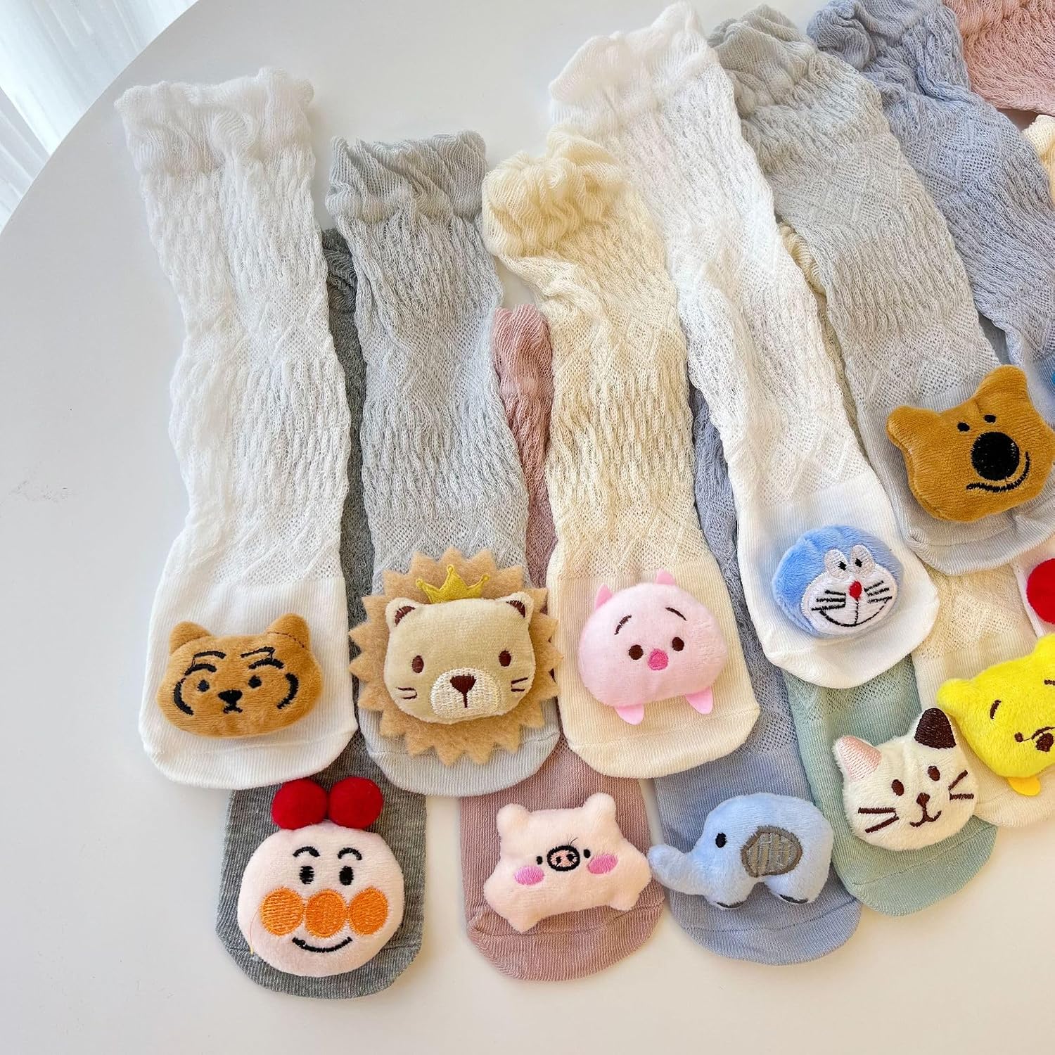 6 Pcs Super Cute Baby Socks Toddler Summer Thin Knee Thigh High Sock Animal Stockings Infant Newborn Long Leggings