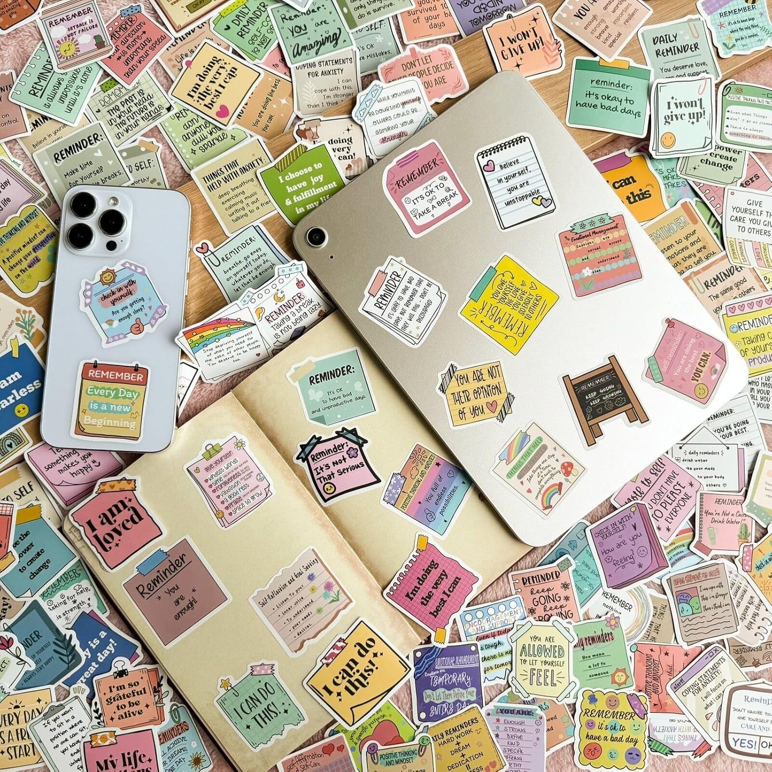150 PCS Positive Affirmation Stickers, Mental Health Inspirational Motivational Encouraging Self Love Care Quote Sticker Pack for Water Bottles Laptops Planners Decals Students Teens Adults - Image 3