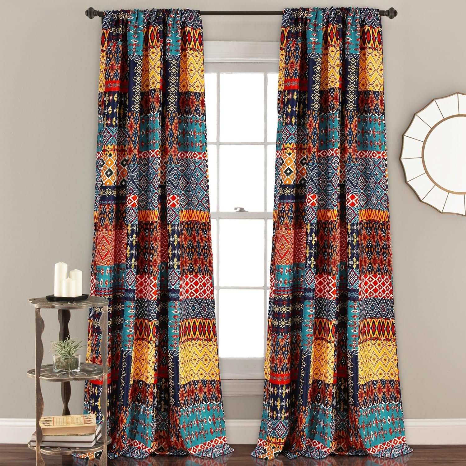 Lush Decor Misha Light Filtering Window Curtain Panel Set, 52"W x 95"L, Multicolor