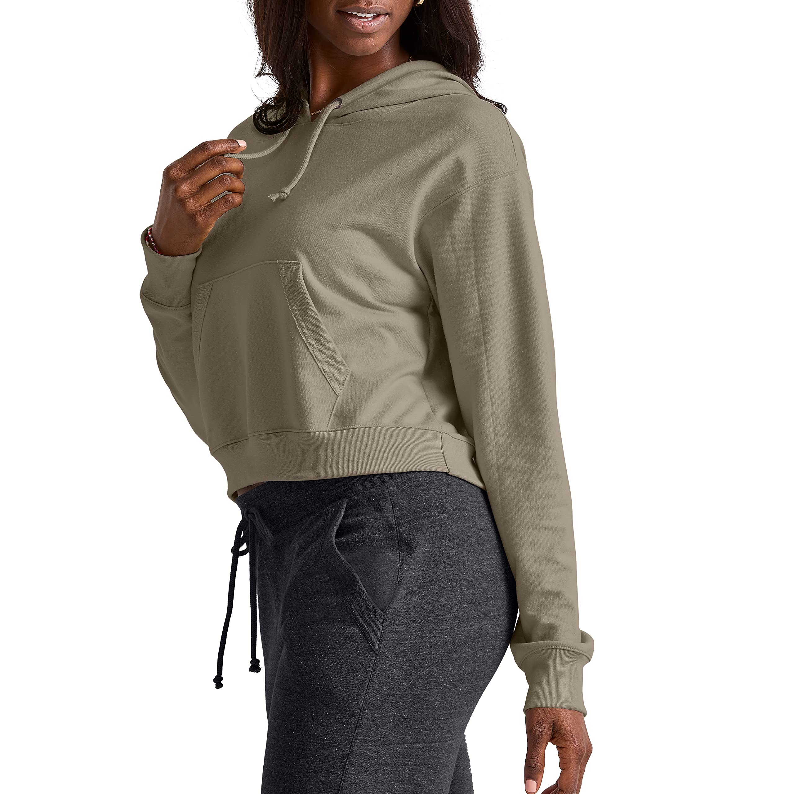 Hanes Damska bluza z kapturem Originals French Terry Cropped, bluza z kapturem