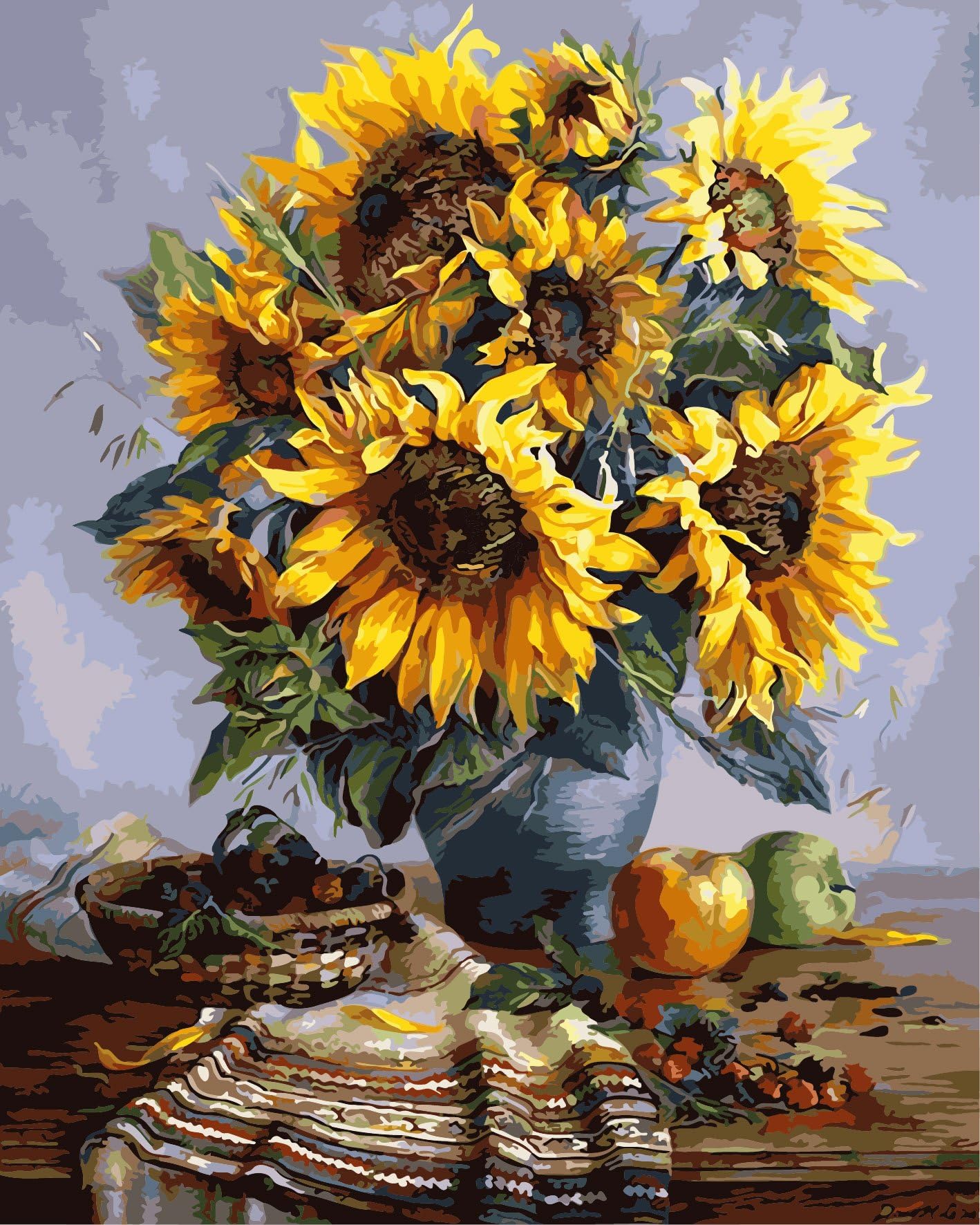 Adult Paint by Numbers, Komking DIY Paint by Number Kits on Canvas Painting for Home Decoration, Beautiful Sunflower 16x20inch