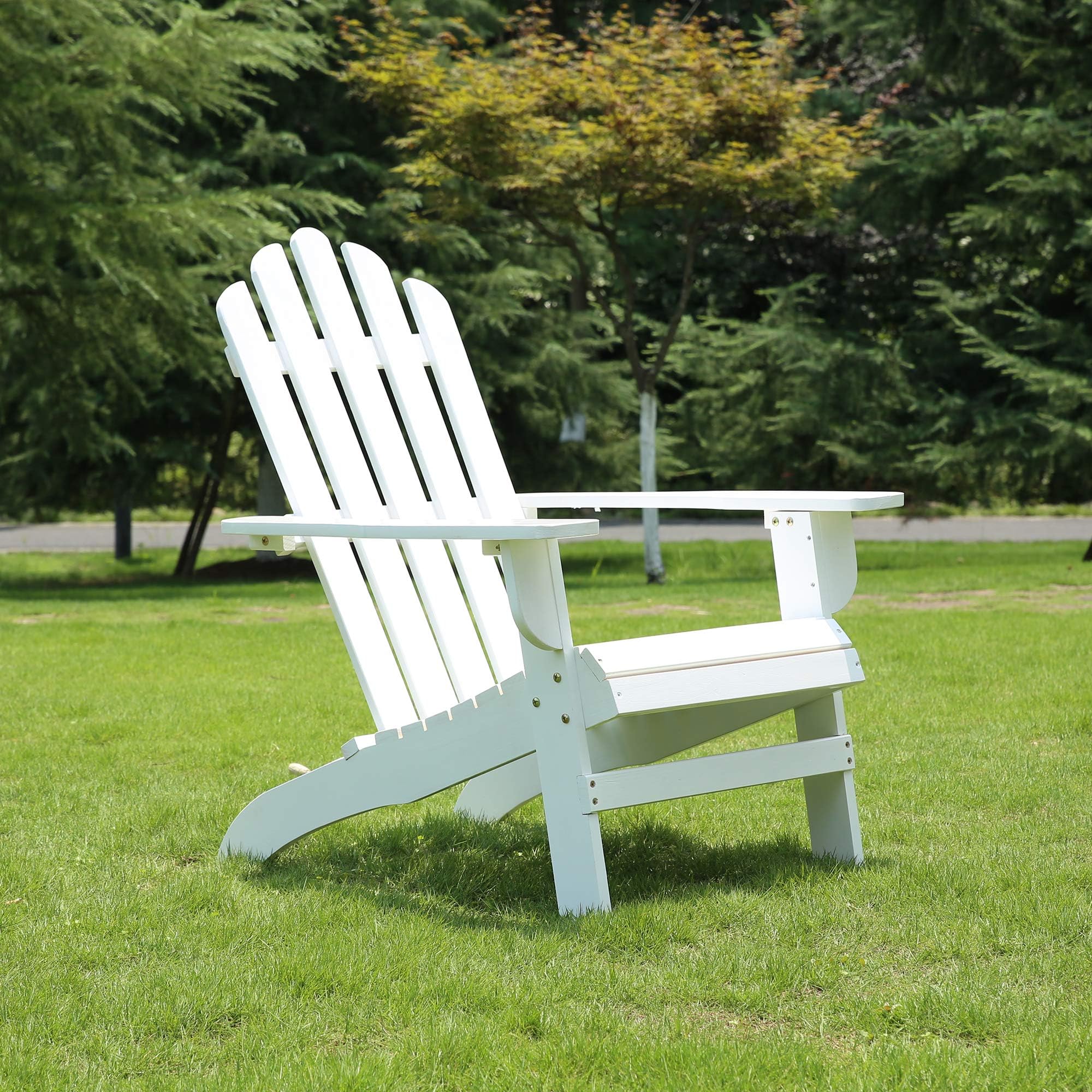 Azbro SongSen Outdoor Wooden Fashion Adirondack Chair/Muskoka Chairs Patio Deck Garden Furniture,White