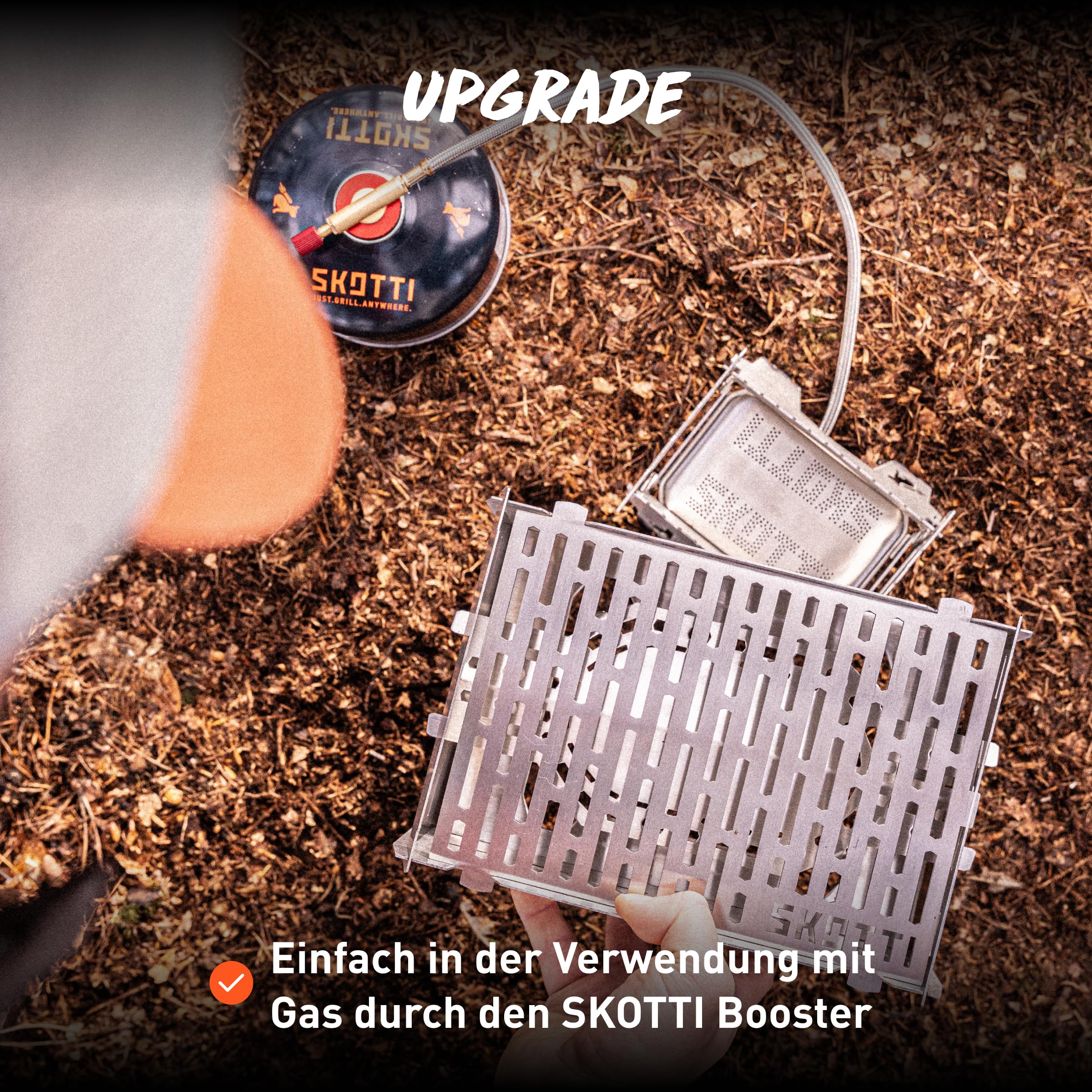 SKOTTI Mini, Holzkohlegrill, Campinggrill Holzkohle klappbar, Ideal für Camping, Balkon, Festivals oder Survival, Campingkocher für Holz, als Hobo Kocher und Survival Kocher nutzbar Solo Camping Stove