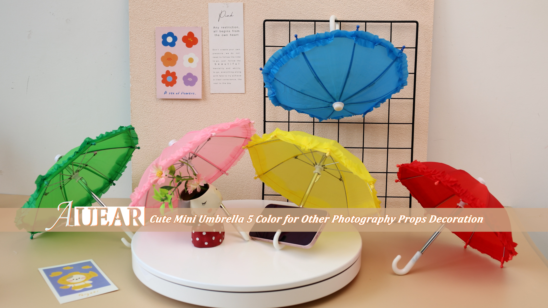 AUEAR, Paquete de 5 bonitos paraguas pequeños brillantes variados de 5 colores para accesorios de fotografía, manualidades, decoración de mesa para el hogar AUEAR, Paquete de 5 bonitos paraguas pequeños brillantes variados de 5 colores para accesorios de fotografía, manualidades, decoración de mesa para el hogar