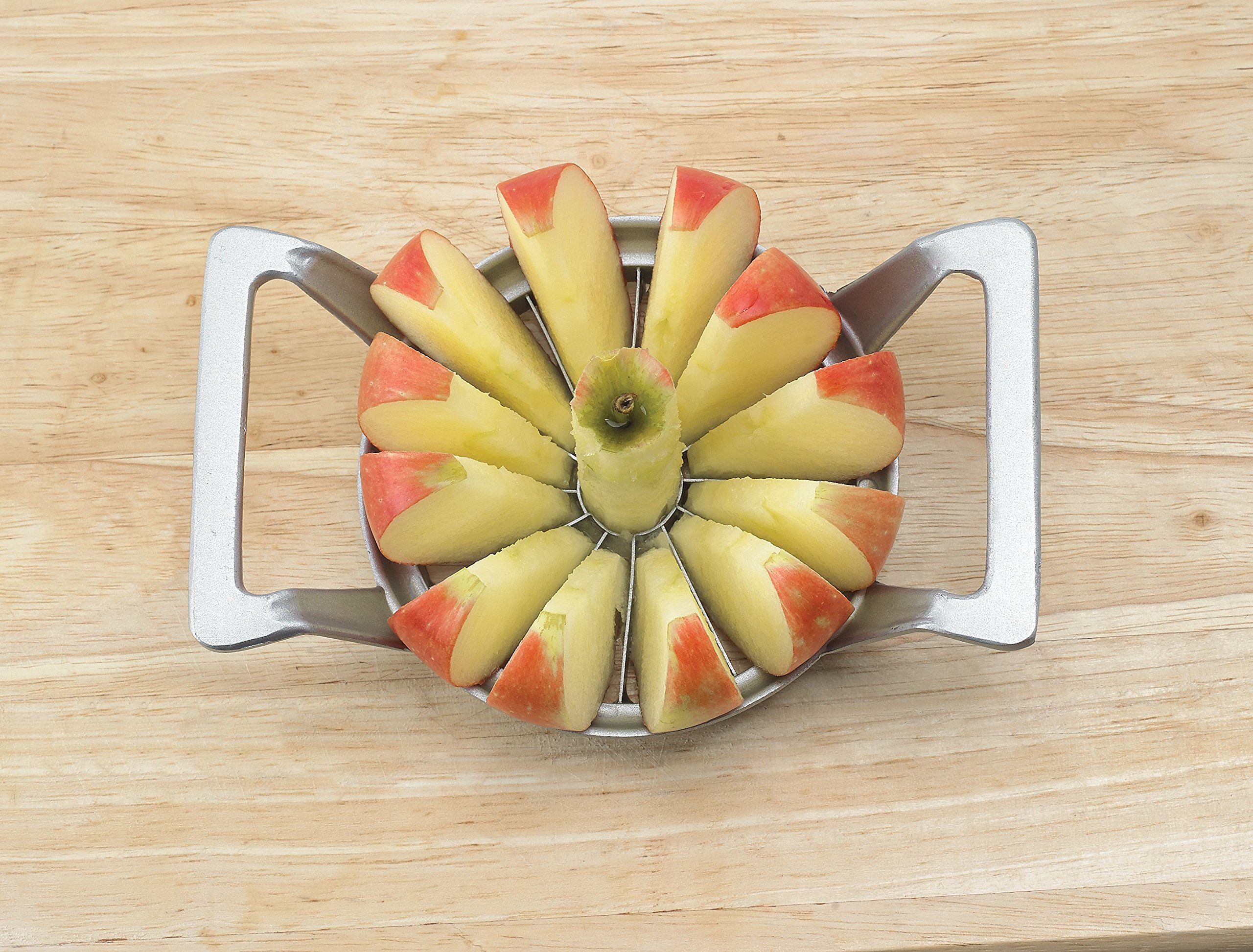 Mrs. Anderson's Back-Apfel- und Kartoffelschäler, Entkerner und Schneider mit Saugfuß, rot 12-teiliger Apfelentkerner Cuts 12 Thin Wedges Antihaftbeschichteter Edelstahl.
