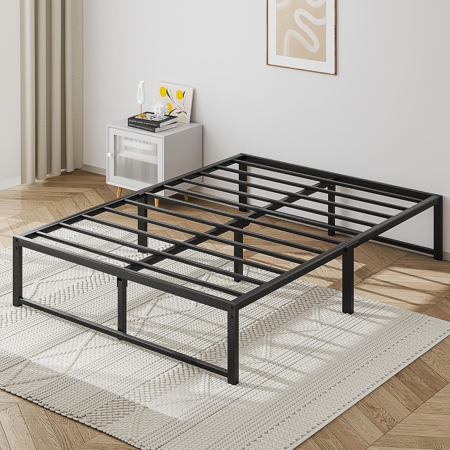 VECELO 14" Platform Bed Frame/Mattress Foundation/No Box Spring needed/Steel Slat Support (Full Size), Black
