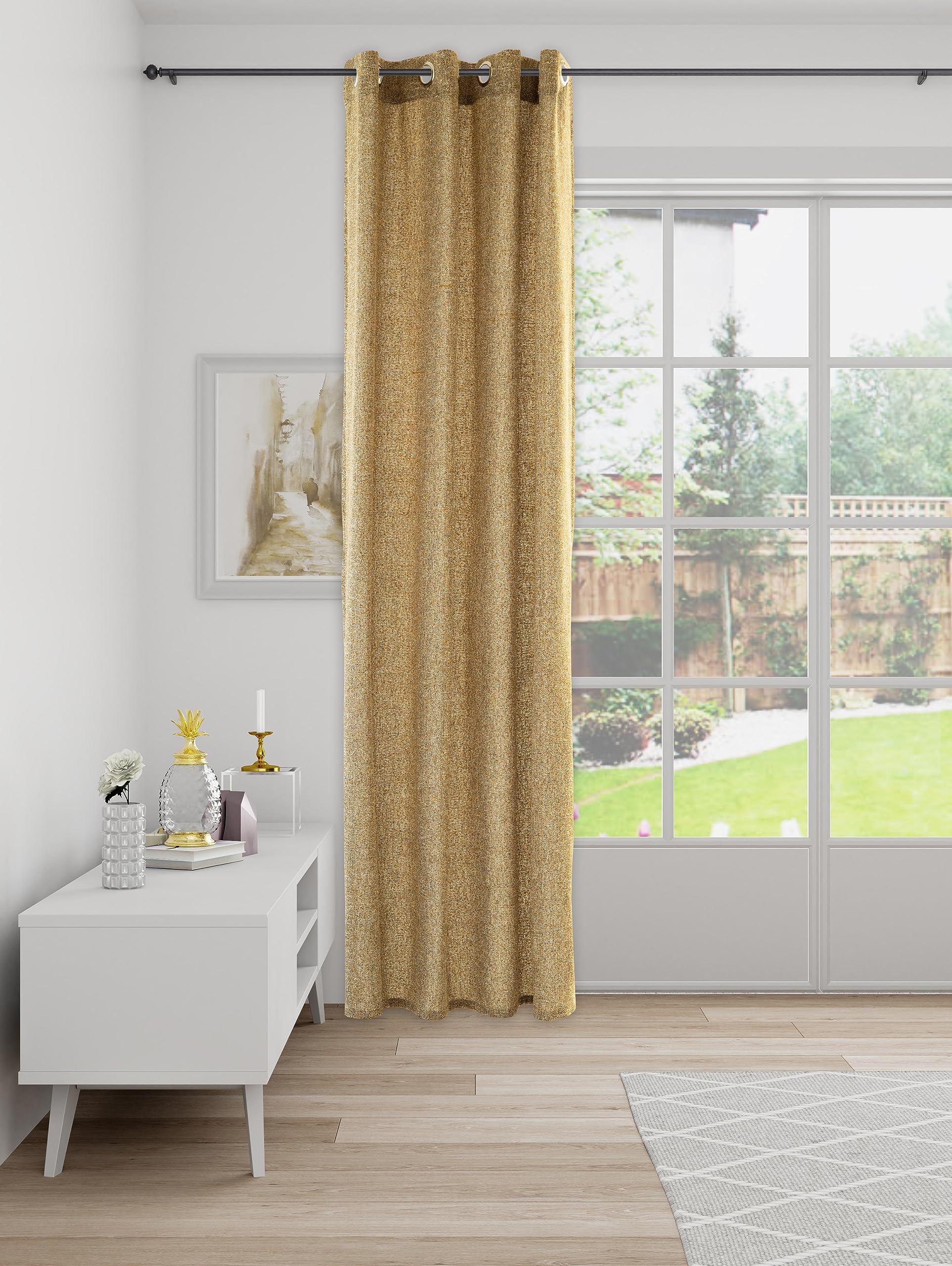 Cortina opaca con ojales y moderno efecto crashoptik para ventanas de dormitorios 1
