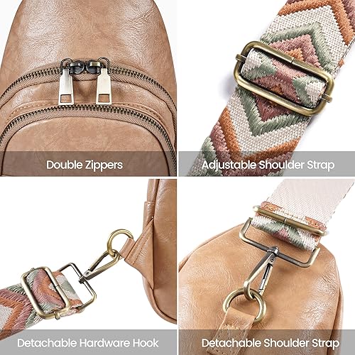 Miniatura 4 de KFXFENQ Sling Bag for Women PU Leather Sling Bags for Women Crossbody Fashion Sling Backpack Multipurpose Chest Bag for Women