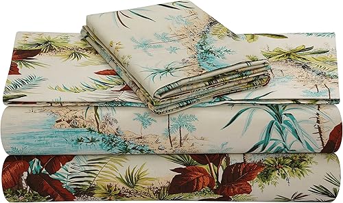 Tribeca Living Juego de 2 fundas de almohada de satén de algodón tamaño estándar, estampado floral, 300 hilos, ropa de cama de lujo, King, Paradise