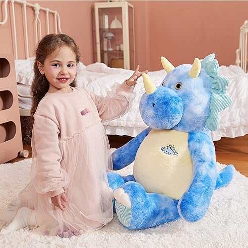 Miniatura 2 de IKASA Peluche Gigante de Triceratops, Juguetes de Dinosaurio de 30" de Tamaño Grande, Juguetes Blandos Jumbo, Peluche Grande Lindo y Esponjoso