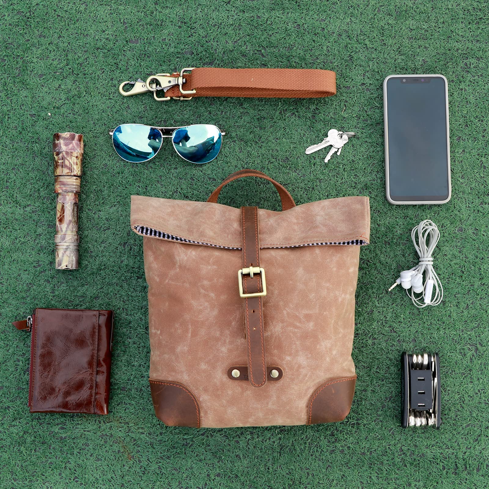 Tourbon T-TB1250CA - Borsa da sella per bicicletta, in tela cerata, 27 x 7 x 24,5 cm, colore: Marrone