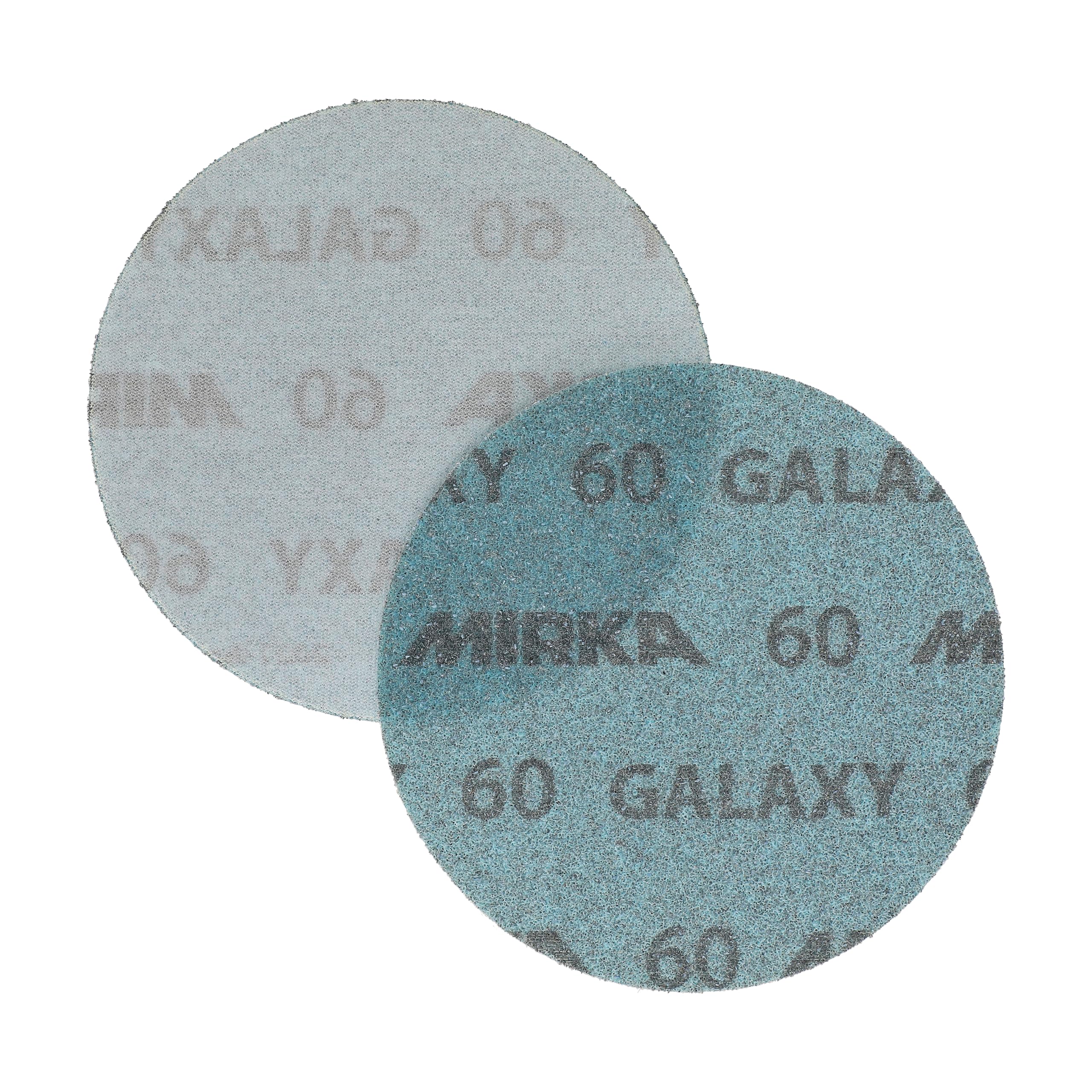 Mirka GalaxySandpaper - Carta abrasiva da 125 mm, grana 60, 50 dischi/confezione, gancio e anello, abrasiva di alta qualità per resina epossidica, legno, metallo, tecnologia anti-intasamento e