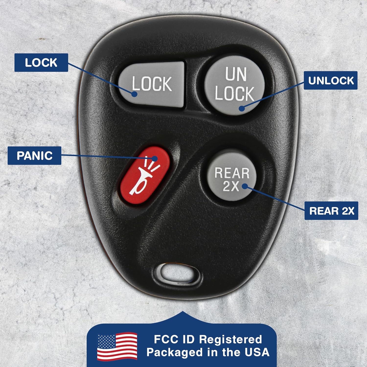 KeylessOption Key Fob Replacement for 1999 2000 2001 Chevrolet Chevy Astro Blazer GMC Jimmy Safari Cadillac Oldsmobile Bravada Remote, 4-Button 15732805, Locksmith Required