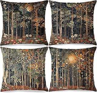 Rustic William Morris Inspired Autumn Forest Decor Throw Pillow Covers 1...