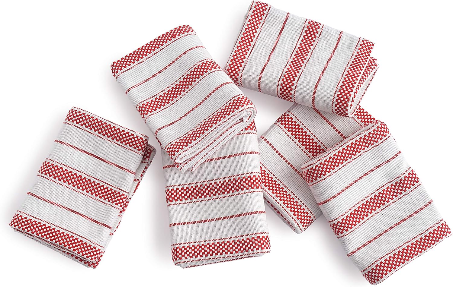Kitchen Towels Set – Pack of 6 (20’’ x 30’’) Extra Large Premium Cotton Dish Towels for Kitchen – Chain Stripe Towels – Absorbent – 100% Cotton – with Hanging Loop – Red - Image 3